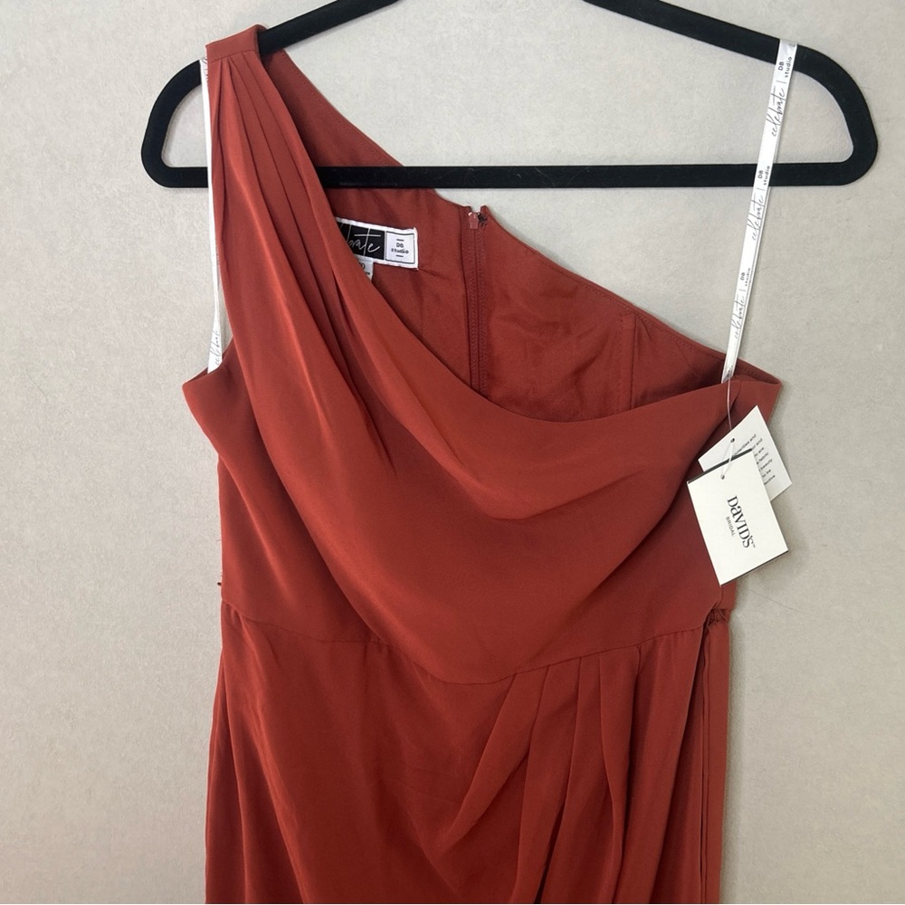 Davids Bridal DB Studio One Shoulder Tulip Dress Size 10 Prom Bridesmaid NWT - Picture 3 of 12
